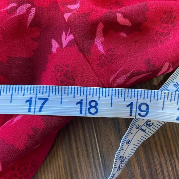 LUSH Cropped Long Sleeve Tie Front Open Back Red Floral Lined Top Size XL - Picture 15 of 15